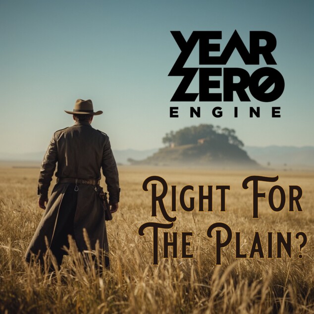 A man in cowboy hat and duster looks at a giant turtle on the horizon of a vast plain. Is Year Zero Engine Right For The Plain?